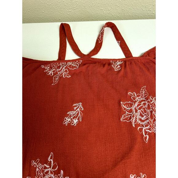 Blushing Heart, rust open shoulder, bell sleeve halter top, women's size M - Picture 3 of 8